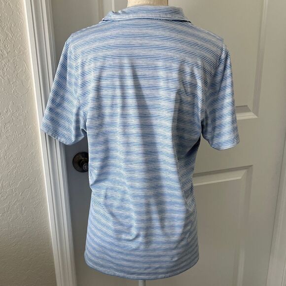 Vineyard Vines Performance Light Blue Striped Polo Whale Polo SZ L - Picture 6 of 8